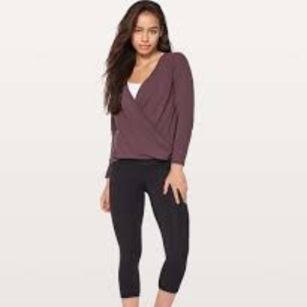 Lululemon Purple Full Freedom Wrap Black Cherry Crossover Long Sleeve Top 10